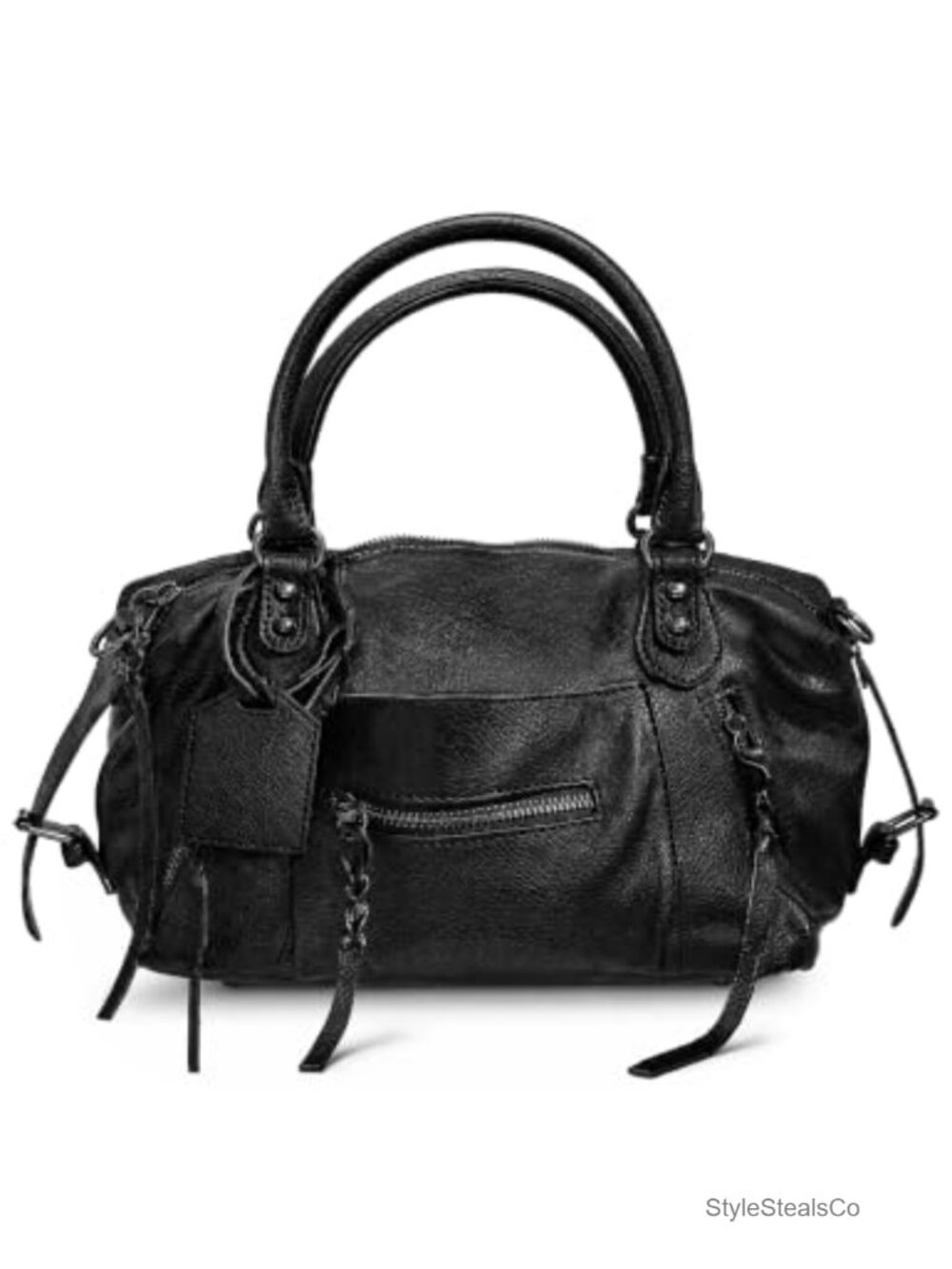 Vegan Leather Mini City Tote Bag with Crossbody Strap Slouchy Hobo Purse